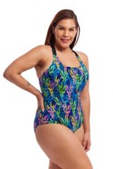 Strój do pływania z miseczkami FUNKITA Midnight Meadow - Brace Me Back. Niebieskie stroje kąpielowe damskie Funkita, s, bez wzorów, z elastanu. Za 229.00 zł.