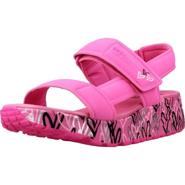 Sandały SKECHERS 314094L Rose. Czerwone sandały damskie Skechers, bez wzorów, z syntetyku, bez obcasa, bez zapięcia. Za 188.99 zł.