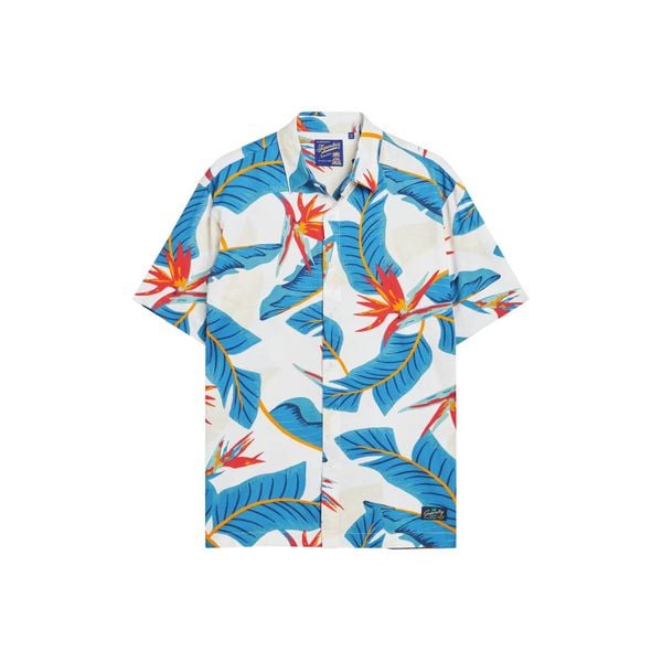 Koszula Superdry hawaïenne. Niebieskie koszule męskie Superdry, m, bez wzorów, z bawełny, klasyczne, bez kołnierzyka, bez ramiączek. Za 288.95 zł.