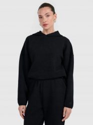 BLUZA DAMSKA DRESOWA 4F Z DZIANINY O SPLOCIE WAFLOWYM TSWSF1847 KOLOR CZARNY. Czarne bluzy damskie 4F, l, bez wzorów, z dresówki, sportowe, bez ramiączek, bez kaptura. Za 179.99 zł.