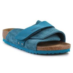 Klapki Birkenstock Kyoto W 1026822 niebieskie. Niebieskie klapki damskie na lato, bez wzorów, z materiału, sportowe, bez obcasa, bez zapięcia. Za 872.66 zł.