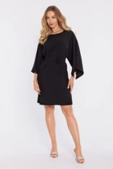 Elegancka trapezowa sukienka oversize czarna. Czarne sukienki damskie MOE, na co dzień, l, bez wzorów, z materiału, eleganckie, bez kołnierzyka, bez ramiączek, oversize. Za 349.00 zł.