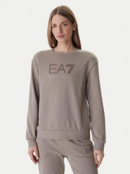 EA7 Emporio Armani Bluza 7W000953 AF15831 Brązowy Regular Fit. Brązowe bluzy damskie EA7 Emporio Armani, xs, bez wzorów, z bawełny, bez ramiączek, bez kaptura. Za 589.99 zł.