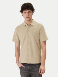 Guess Koszula M6GP09 K3078 Beżowy Regular Fit. Brązowe koszule męskie Guess, m, z aplikacjami, z syntetyku, bez kołnierzyka, bez ramiączek. Za 399.99 zł.