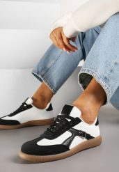 Czarno-Białe Sneakersy Klasyczne Tenisówki Zdobione Klamerką Senaniela. Czarne trampki i tenisówki damskie Renee, z aplikacjami, bez zapięcia. Za 79.99 zł.