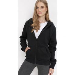 Czarna Bluza z Kapturem Zapinana na Suwak Bran. Czarne bluzy damskie Born2be, l, bez wzorów, z materiału, eleganckie, bez ramiączek, z kapturem. Za 44.99 zł.