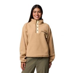 Bluza polarowa damska Columbia Helvetia II Cropped Half Snap Fleece. Brązowe bluzy damskie Columbia, m, bez wzorów, z polaru, sportowe, bez ramiączek, bez kaptura. Za 219.99 zł.