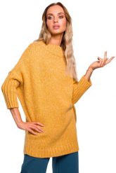 Miodowy Melanżowy Oversizowy Sweter z Półgolfem. Pomarańczowe swetry nierozpinane damskie MOE, l, bez wzorów, z materiału, bez kołnierzyka, bez ramiączek. Za 223.90 zł.