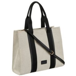 Modna shopperka damska w czarno-beżowym kolorze z regulowanym paskiem Peterson PTN CAN-04. Brązowe shopperki damskie Peterson, bez wzorów, z poliamidu, na ramię, bez dodatków. Za 136.99 zł.