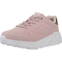Buty SKECHERS UNO LITE-METALLIC MO Rose. Czerwone obuwie trekkingowe damskie Skechers, z materiału, bez zapięcia. Za 262.00 zł.
