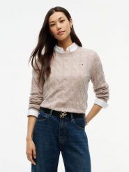 Tommy Hilfiger Sweter z dzianiny Kobiety Wełna brązowy, L. Brązowe swetry nierozpinane damskie Tommy Hilfiger, l, bez wzorów, z dzianiny, eleganckie, bez kołnierzyka, bez ramiączek. Za 649.95 zł.