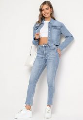 Jasnoniebieskie Jeansy Skinny z Wysoką Talią Anelava. Niebieskie jeansy damskie Born2be, bez wzorów, z jeansu, biznesowe. Za 89.99 zł.