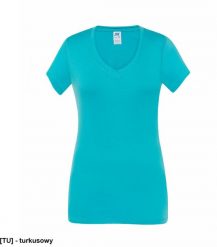 JHK - Bluzka damska typu V-Neck turkusowy M. Niebieskie bluzki damskie JHK, m, bez wzorów, bez kołnierzyka, bez ramiączek. Za 15.81 zł.
