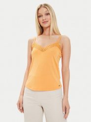 Morgan Top 221-BETTY Pomarańczowy Regular Fit. Brązowe topy damskie Morgan, s, bez wzorów, z syntetyku, bez kołnierzyka, bez ramiączek. Za 59.99 zł.