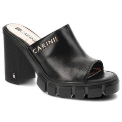 Czarne Klapki Carinii Eleganckie Skórzane Buty. Czarne klapki damskie Carinii, na lato, z aplikacjami, ze skóry, biznesowe, bez obcasa, na obcasie, bez zapięcia. Za 329.00 zł.