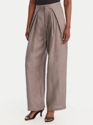 Eleh Spodnie materiałowe SS260028 Szary Oversize. Szare spodnie materiałowe damskie Eleh, bez wzorów, ze lnu. Za 758.99 zł.