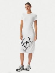 EA7 Emporio Armani Sukienka codzienna 7W001062 AF10373 U0002 Biały Regular Fit. Białe sukienki damskie EA7 Emporio Armani, na co dzień, xs, bez wzorów, z bawełny, bez kołnierzyka, bez ramiączek, proste. Za 359.99 zł.