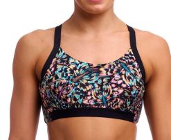 Bikini - top Funkita Hold Steady Crop Top Copper Cluster. Brązowe stroje kąpielowe damskie Funkita, s, bez wzorów, z elastanu. Za 239.00 zł.