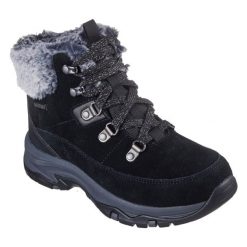 Trapery damskie, Trego - Snow Worries. Czarne trapery damskie Skechers, bez zapięcia. Za 429.99 zł.
