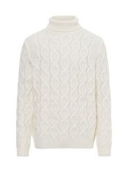Finshley & Harding London sweter z dzianiny z zawartością wełny Mężczyźni Wełna biały, L. Białe swetry męskie Finshley & Harding London, l, bez wzorów, z dzianiny, eleganckie, bez kołnierzyka, bez ramiączek. Za 359.95 zł.