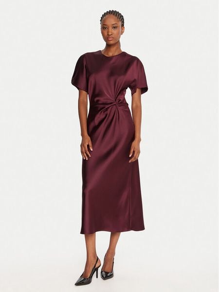 Rinascimento Sukienka koktajlowa CFC0125718003 Bordowy Regular Fit. Czerwone sukienki damskie Rinascimento, s, bez wzorów, z syntetyku, wizytowe, bez kołnierzyka, bez ramiączek. Za 379.99 zł.