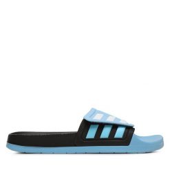 Klapki adidas. Czarne klapki damskie Adidas, bez wzorów, sportowe, bez obcasa, bez zapięcia. Za 179.99 zł.