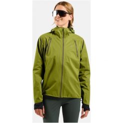 Kurtka damska ODLO Jacket X-ALP WATERPROOF PRO. Zielone kurtki sportowe damskie ODLO, bez wzorów, bez ramiączek, bez kaptura, do biegania. Za 1,049.99 zł.