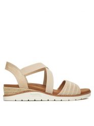 Skechers Sandały BOBS Arch Fit Beach Kiss-Boho Beyond 114013/NAT Beżowy. Brązowe sandały damskie Skechers, bez wzorów, z materiału, bez obcasa, na koturnie, bez zapięcia. Za 199.99 zł.