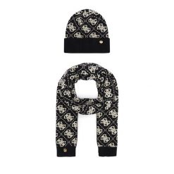 Zestaw szalik i czapka Guess. Czarne czapki damskie Guess, z aplikacjami. Za 294.99 zł.