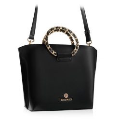 Wizytowa torebka damska MILEY BETLEWSKI® czarny. Czarne torebki do ręki damskie bez wzorów, ze skóry ekologicznej, na ramię, bez dodatków. Za 159.99 zł.