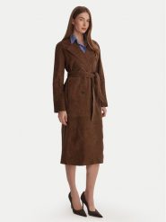 Marella Płaszcz przejściowy Oblare 2613441091 Brązowy Regular Fit. Brązowe płaszcze damskie Marella, bez wzorów, ze skóry, bez kołnierzyka, bez kaptura. Za 2,519.00 zł.