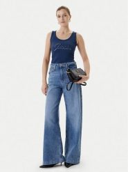 Guess Top W5YP00 KCXJ2 Granatowy Classic Fit. Niebieskie topy damskie Guess, s, z aplikacjami, z syntetyku, bez kołnierzyka, bez ramiączek. Za 119.99 zł.