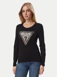 Guess Bluzka W6BI57 K7387 Czarny Regular Fit. Czarne bluzki damskie Guess, xs, z aplikacjami, bez kołnierzyka, bez ramiączek. Za 214.99 zł.
