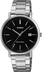 Zegarek Casio Męski czarna tarcza bransoleta 37 mm (MTP-VT05D-1EDF). Czarne zegarki męskie Casio, bez wzorów. Za 193.99 zł.