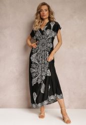 Czarna Sukienka Maxi w Etniczny Wzór Josanie. Czarne sukienki damskie Renee, l, bez wzorów, boho, bez kołnierzyka, bez ramiączek, maxi. Za 59.99 zł.