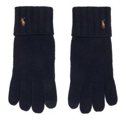 Rękawiczki Polo Ralph Lauren. Niebieskie rękawiczki męskie Polo Ralph Lauren, bez wzorów, z dzianiny. Za 419.99 zł.