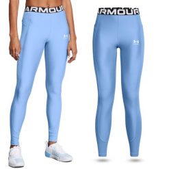 Legginsy termoaktywne damskie Under Armour HeatGear Rib szybkoschnące. Niebieskie legginsy damskie Under Armour, bez wzorów. Za 169.99 zł.