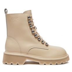 Botki GOE. Brązowe botki damskie GOE, bez wzorów, bez obcasa, na płaskiej podeszwie, bez zapięcia. Za 469.99 zł.