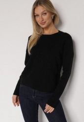 Czarny Sweter z Wiskozą i Tłoczonymi Kwiatami Lanifera. Czarne swetry nierozpinane damskie Born2be, l, bez wzorów, z jeansu, bez kołnierzyka, bez ramiączek. Za 94.99 zł.