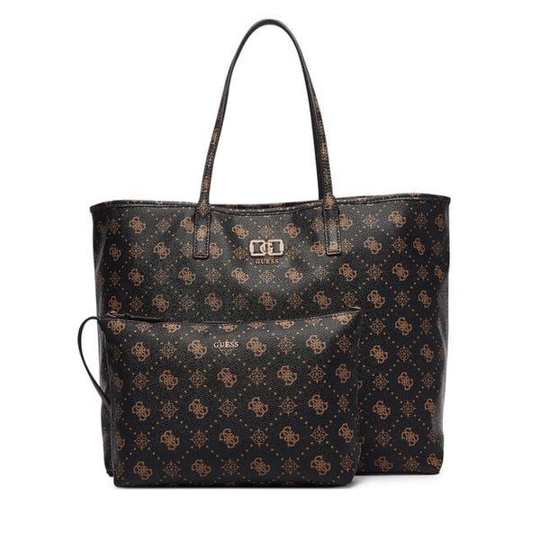 Torebka Guess. Brązowe shopperki damskie Guess, z aplikacjami, bez dodatków. Za 674.99 zł.