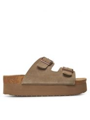 DeeZee Klapki DZ-C1 Brązowy. Brązowe klapki damskie DeeZee, bez wzorów, ze skóry, bez obcasa, bez zapięcia. Za 159.99 zł.