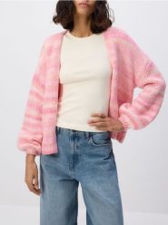 Wzorzysty kardigan - wielobarwny. Kardigany damskie Reserved, l, bez wzorów, z dzianiny, bez kołnierzyka. Za 139.99 zł.