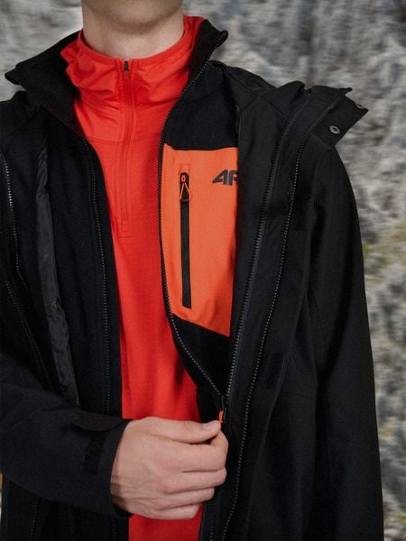 4F Kurtka trekkingowa 3w1 membrana 10000 męska - czarna XL. Czarne kurtki męskie 4F, m, bez wzorów, z materiału, bez kaptura. Za 599.99 zł.