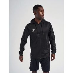 Bluza z kapturem na zamek Hummel hmlCORE. Czarne bluzy damskie Hummel, m, bez wzorów, z dresówki, klasyczne, bez ramiączek, z kapturem. Za 168.50 zł.