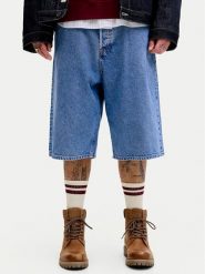 Jack & Jones Szorty jeansowe Iron 12278463 Niebieski Baggy Fit. Niebieskie szorty męskie Jack & Jones, bez wzorów, z bawełny. Za 269.99 zł.