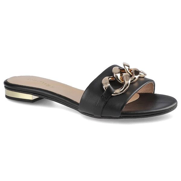 Czarne Klapki Damiss Modne Skórzane Letnie Buty. Czarne klapki damskie DAMISS, na lato, bez wzorów, z materiału, eleganckie, bez obcasa, na płaskiej podeszwie, bez zapięcia. Za 189.00 zł.