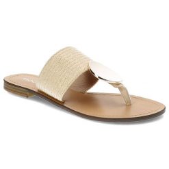 Beżowe Klapki Moow Eleganckie Damskie Buty. Brązowe klapki damskie Moow, na lato, z aplikacjami, ze skóry, eleganckie, bez obcasa, na płaskiej podeszwie, bez zapięcia. Za 105.00 zł.