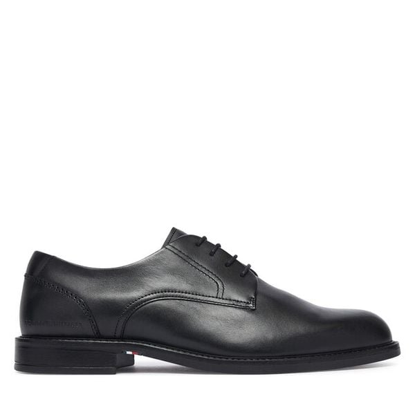 Oxfordy Tommy Hilfiger. Czarne buty wizytowe męskie Tommy Hilfiger, bez wzorów, bez obcasa, bez zapięcia. Za 584.99 zł.