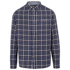 Trespass Withnell - Męska bawełniana koszula na co dzień w niebieską kratkę. Niebieskie koszule męskie Trespass, m, bez wzorów, z bawełny, sportowe, bez kołnierzyka, bez ramiączek. Za 248.99 zł.
