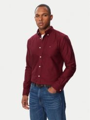 Tommy Hilfiger Koszula Solid Heritage MW0MW35774 Bordowy Regular Fit. Czerwone koszule męskie Tommy Hilfiger, m, bez wzorów, z bawełny, bez kołnierzyka, bez ramiączek. Za 369.99 zł.